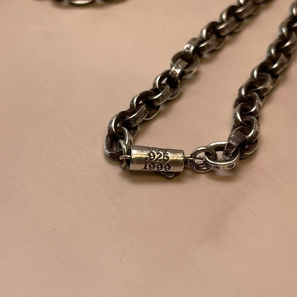 Chrome Hearts Vine Dagger Pendant and 24 Inch Paper Chain Necklace Sterling 925
